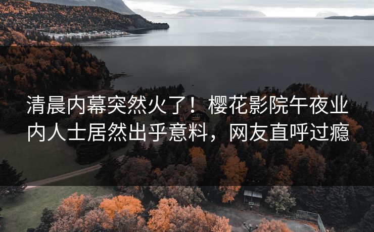 清晨内幕突然火了！樱花影院午夜业内人士居然出乎意料，网友直呼过瘾
